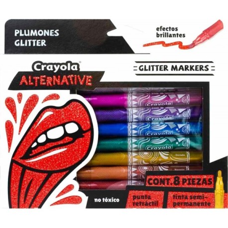 Plumones Crayola Glitter Alternative c/8