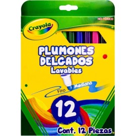 Plumones Delgados Crayola Lavables c/12