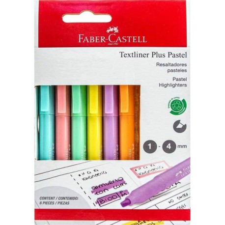 Marcatextos Pastel Faber Castell Textliner Plus c/6