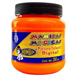 Pintura Digital Manitas Mágicas Bombin Naranja Fluorescente 250 ml